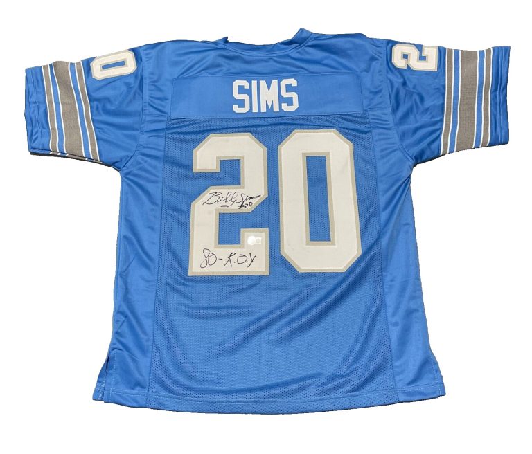 Billy Sims Signed Detroit Lions Custom Jersey w/ 80 ROY Beckett Witness BAS COA