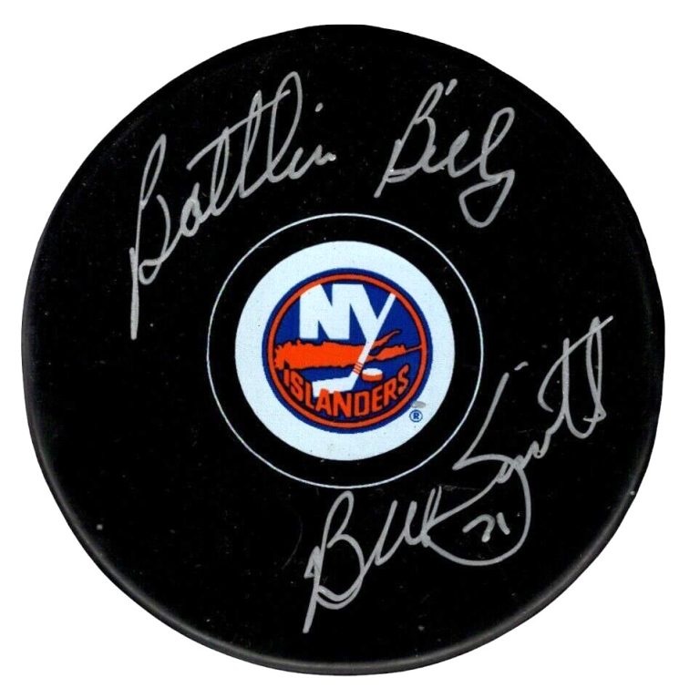 Billy Smith Signed New York Islanders Puck w/ Battlin Billy Beckett Wit BAS COA