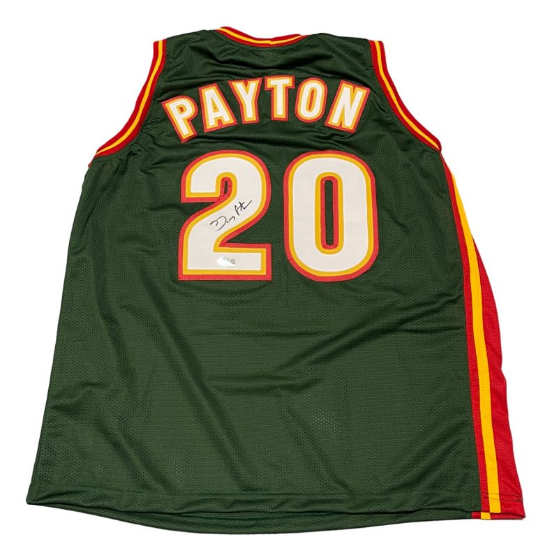 Gary Payton Signed Seattle Supersonics Custom Jersey Beckett Witness BAS COA