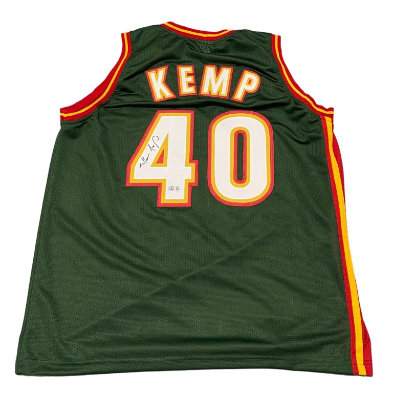 Shawn Kemp Signed Seattle Supersonics Custom Jersey Beckett Witness BAS COA