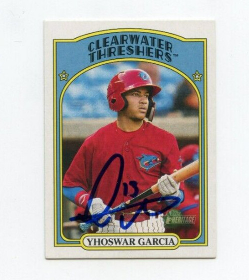 YHOSWAR GARCIA SIGNED 2021 TOPPS HERITAGE MINOR LEAGUE BASEBALL CARD AUTO