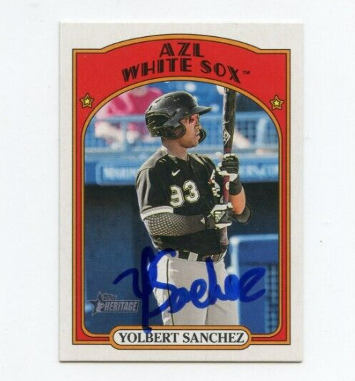 YOLBERT SANCHEZ SIGNED 2021 TOPPS HERITAGE MINOR LEAGUE BASEBALL CARD AUTO
