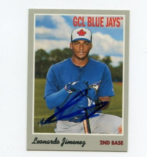 LEO LEONARDO JIMENEZ SIGNED 2019 TOPPS HERITAGE MINOR LEAGUE BASEBALL CARD AUTO