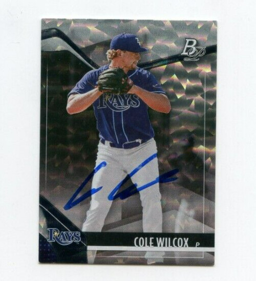 COLE WILCOX SIGNED 2021 BOWMAN PLATINUM BASEBALL CARD AUTO
