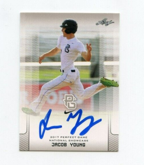 JACOB YOUNG SIGNED 2017 LEAF PERFECT GAME BASEBALL CARD AUTO