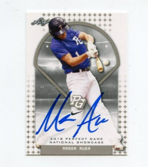 MASON AUER SIGNED 2018 LEAF PERFECT GAME BASEBALL CARD AUTO