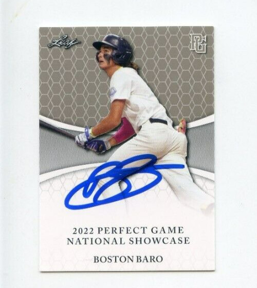 BOSTON BARO SIGNED 2022 LEAF PERFECT GAME BASEBALL CARD AUTO