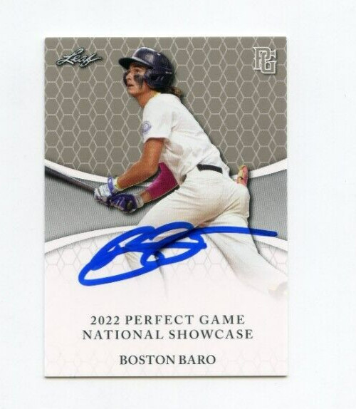 BOSTON BARO SIGNED 2022 LEAF PERFECT GAME BASEBALL CARD AUTO