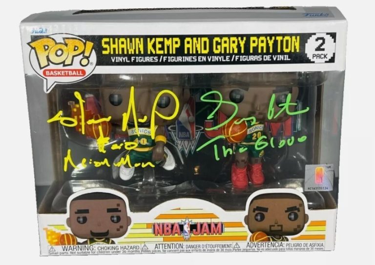Gary Payton & Shawn Kemp Signed Auto NBA JAM Funko Pop w/ Ins Beckett W BAS COA