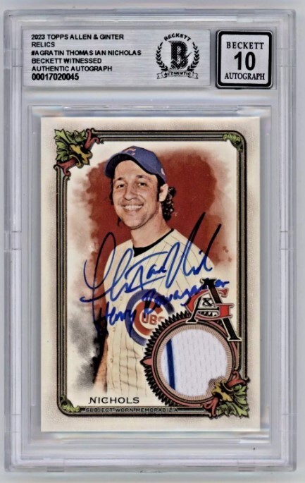 Thomas Ian Nicholas 2023 Allen & Ginter Relic Pinstripe Signed BAS BGS 10 Auto