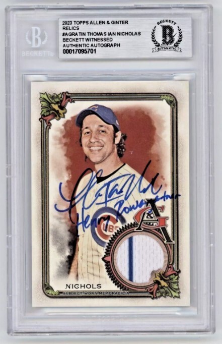 Thomas Ian Nicholas 2023 Allen & Ginter Pinstripe Relic w HR Signed BAS BGS Auto