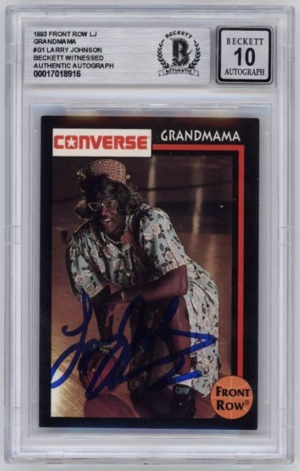 Larry Johnson 1993 Front Row #G1 Grandmama Converse Signed Beckett BGS 10 Auto