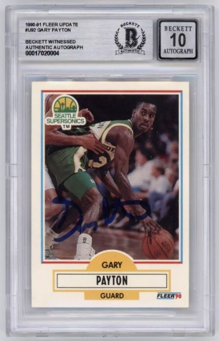 Gary Payton 1990-91 Fleer Update #U92 Rookie RC Signed Beckett BAS BGS 10 Auto