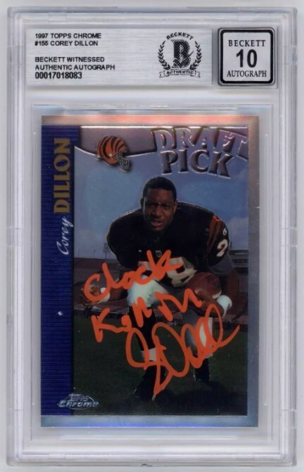 Corey Dillon 1997 Topps Chrome #155 Rookie RC Signed Ins Beckett BAS BGS 10 Auto