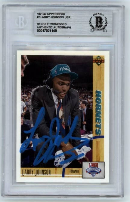 Larry Johnson 1991-92 Upper Deck #2 Signed Rookie RC Beckett BAS BGS Auto