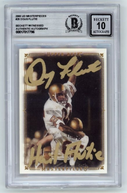 Doug Flutie 2008 UD Masterpieces #26 Signed w/ Hail Ins Beckett BAS BGS 10 Auto