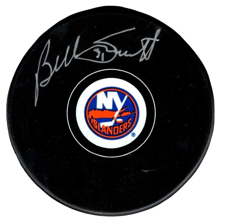 Billy Smith Signed New York Islanders Logo Puck Beckett Witness BAS COA