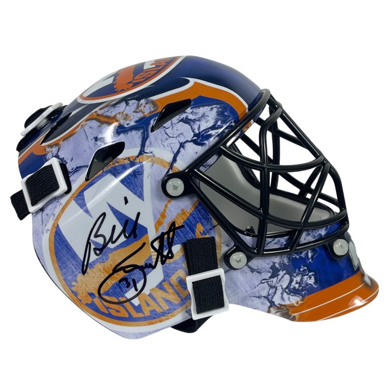 Billy Smith Signed Auto NY Islanders Mini Goalie Mask Beckett Witness BAS COA