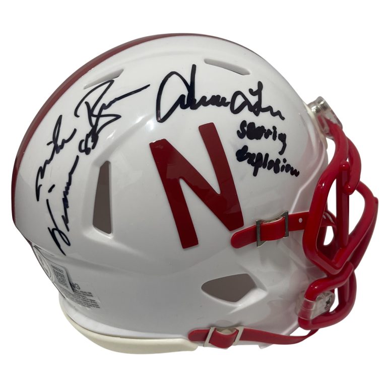 Mike Rozier & Irving Fryar Signed Nebraska Mini Helmet w/ Insc Beckett W BAS COA