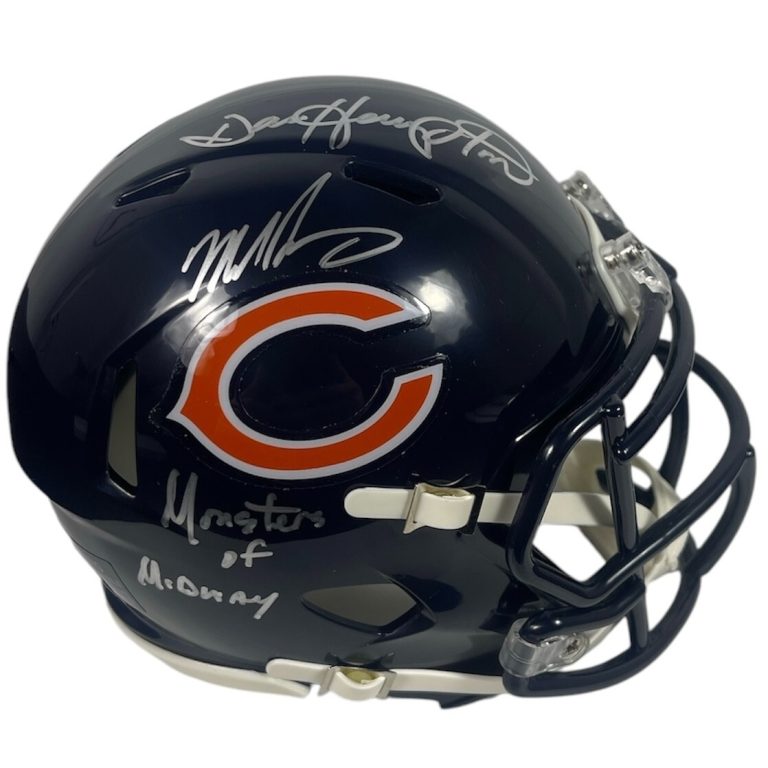 Dan Hampton & Mike Singletary Dual Signed Bears Mini Helmet w/ Insc BAS COA
