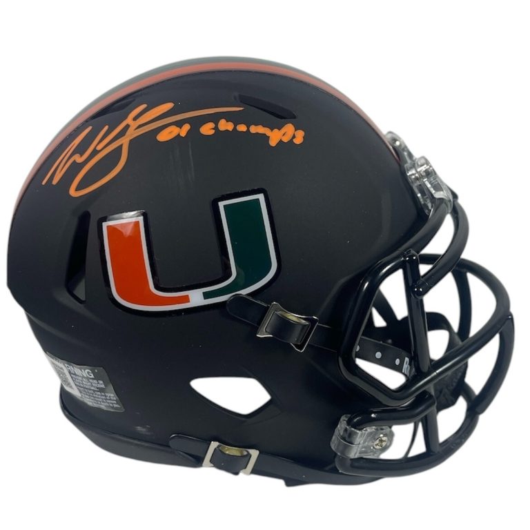 Willis McGahee Signed Miami Nights Mini Helmet w/ 01 Champs Beckett Wit BAS COA