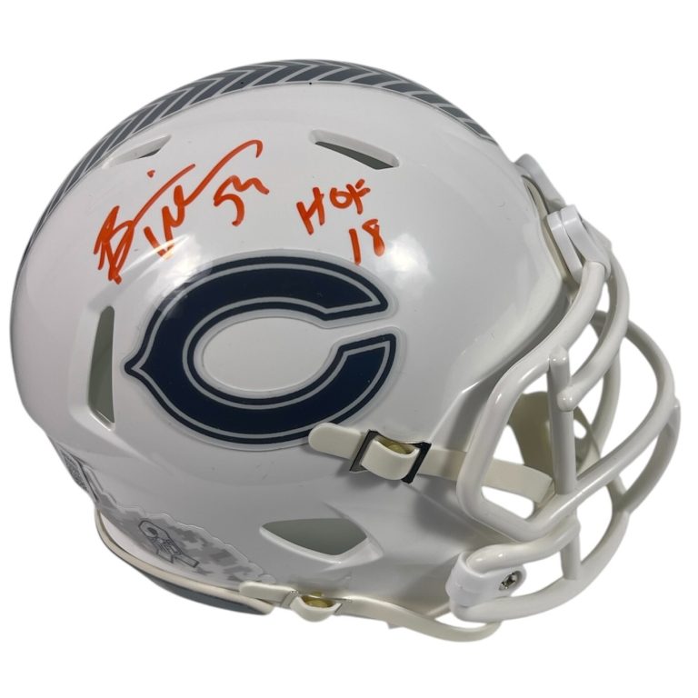 Brian Urlacher Signed Bears 24 Salute Mini Helmet w/ HOF 18 Beckett Wit BAS COA