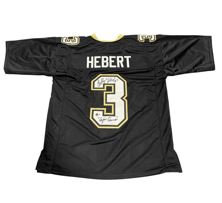 Bobby Hebert Signed Saints Custom Jersey w/ Cajun Cannon Beckett Witness BAS COA