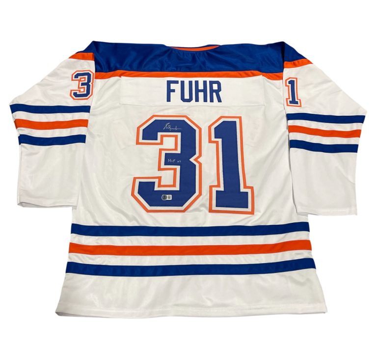 Grant Fuhr Signed Edmonton Oilers Custom Jersey w/ HOF 03 Beckett W BAS COA