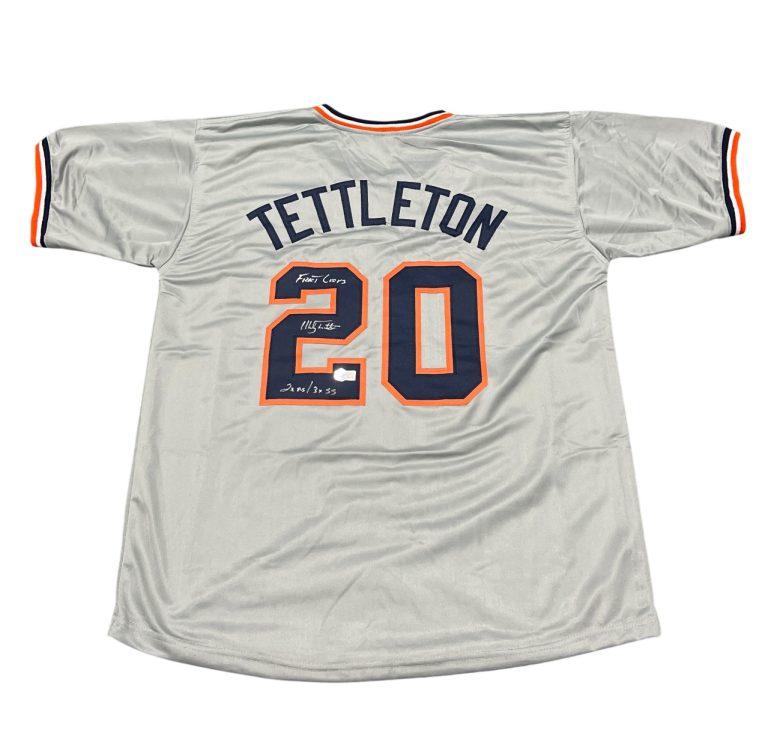Mickey Tettleton Signed Detroit Tigers Custom Jersey w/ 3 Ins Beckett W BAS COA