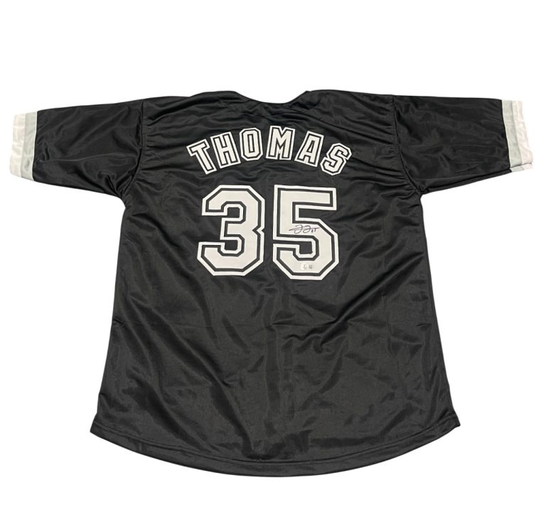 Frank Thomas Signed Chicago White Sox Custom Black Jersey Beckett Wit BAS COA