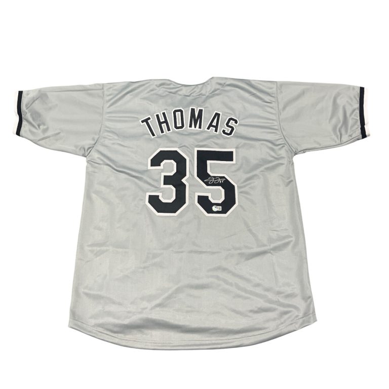 Frank Thomas Signed Chicago White Sox Custom Grey Jersey Beckett Witness BAS COA
