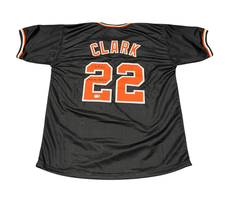Jack Clark Signed SF Giants Custom Jersey w/ F**k the Dodgers Beckett W BAS COA