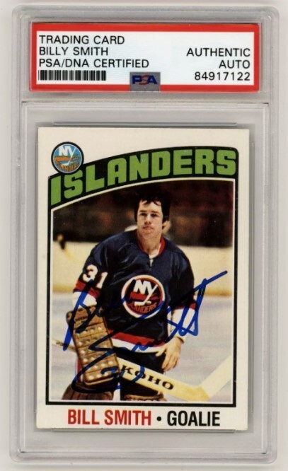 Billy Smith 1976-77 Topps #46 Signed PSA Authentic Auto Blue Islanders HOF