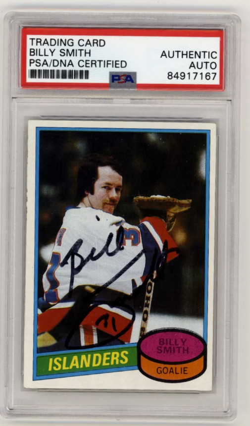 Billy Smith 1980-81 Topps Scratched #60 Signed PSA Authentic Auto Islanders HOF