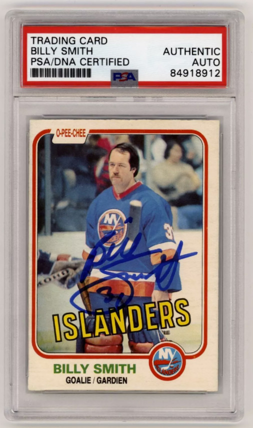 Billy Smith 1981-82 O-Pee-Chee OPC #207 Signed PSA Authentic Auto Islanders HOF