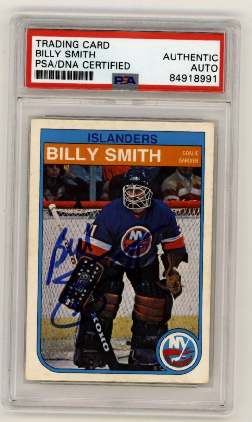 Billy Smith 1982-83 O-Pee-Chee OPC #211 Signed PSA Authentic Auto Blue Islanders