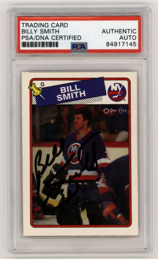 Billy Smith 1988-89 O-Pee-Chee OPC #17 Signed PSA Authentic Auto Black Islanders