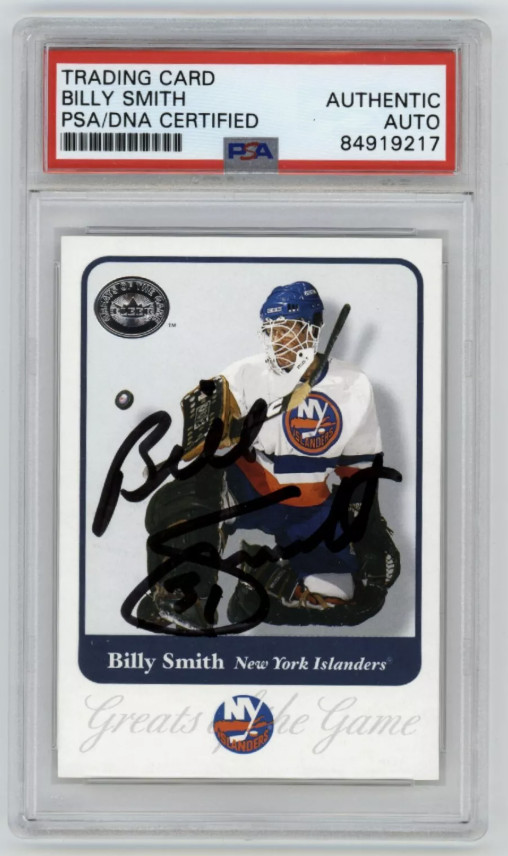 Billy Smith 2001-02 Fleer Greats of the Game #17 Signed PSA Authentic Auto Blk