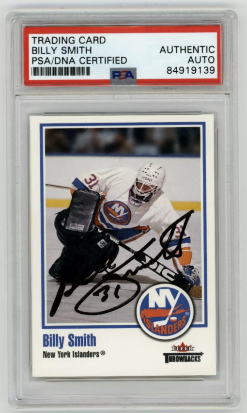 Billy Smith 2002-03 Fleer Throwbacks #54 Signed PSA Authentic Auto Islanders HOF