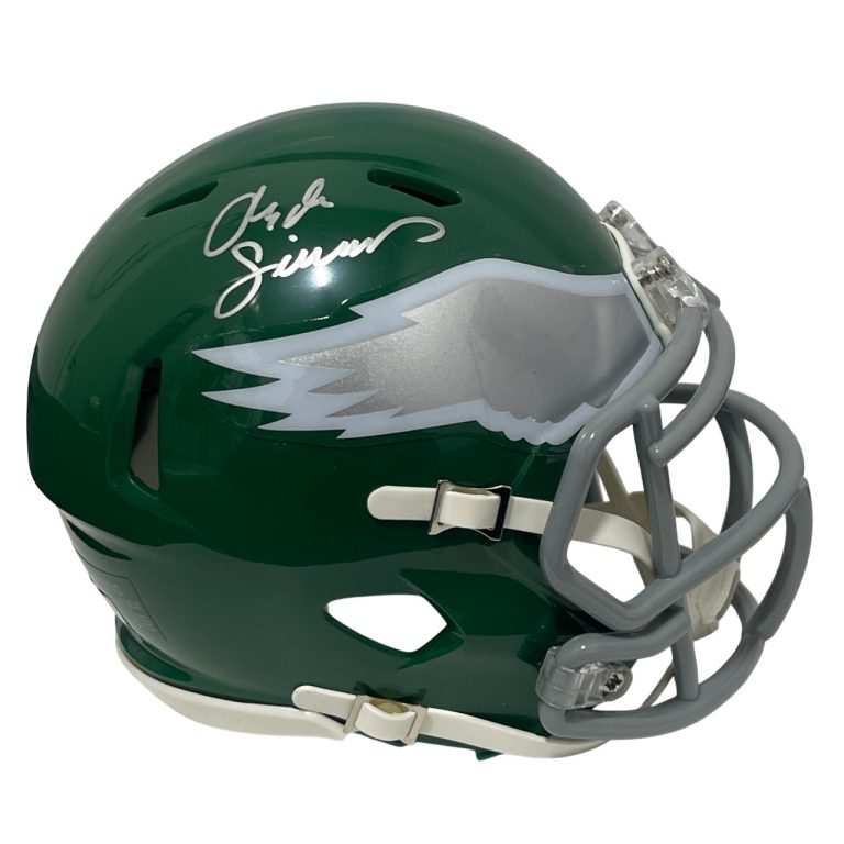 Clyde Simmons Signed Eagles TB 74-95 Mini Helmet Beckett Witness BAS COA