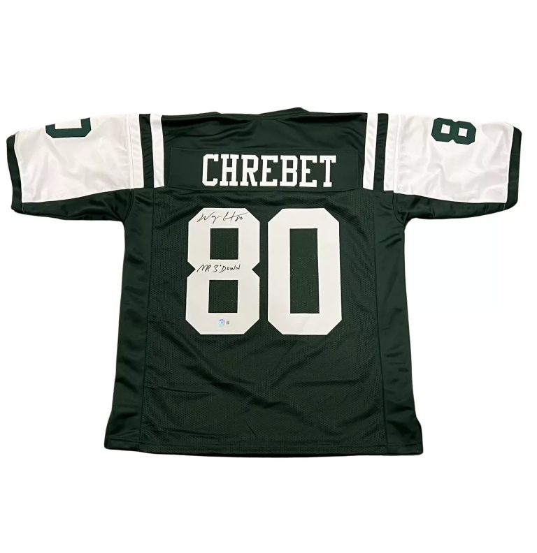 Wayne Chrebet Signed Jets Custom Jersey w/ Mr 3rd Down Beckett Witness BAS COA