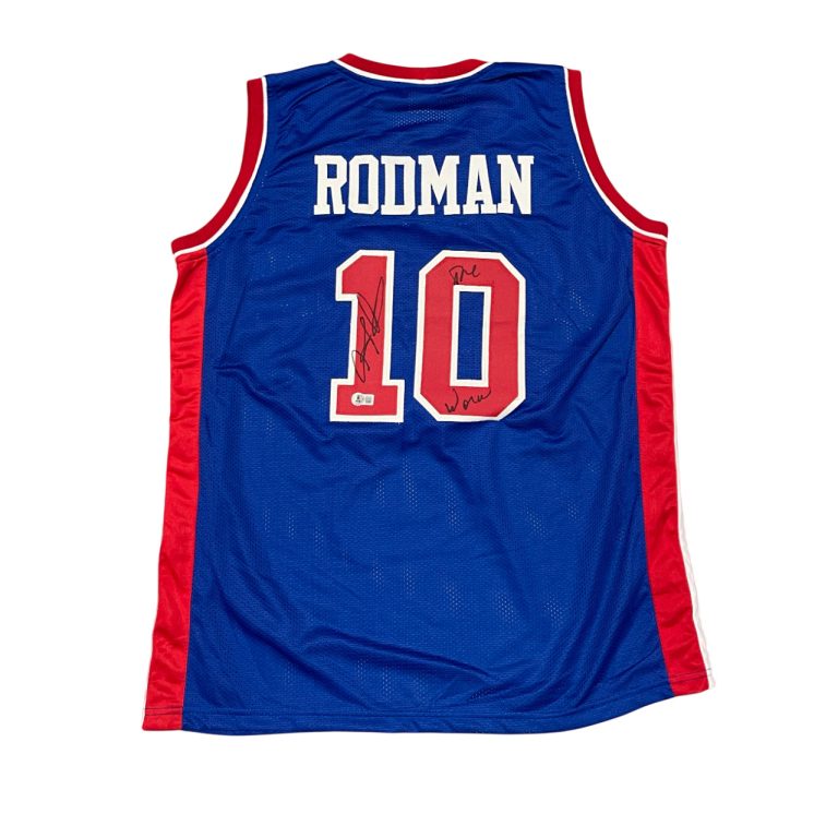 Dennis Rodman Signed Detroit Custom Jersey w/ The Worm Beckett BAS COA