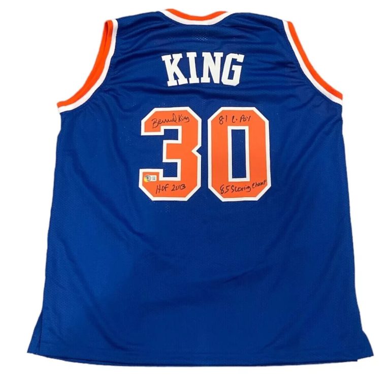 Bernard King Signed New York Knicks Custom Jersey w/ 3 Ins Beckett BAS COA