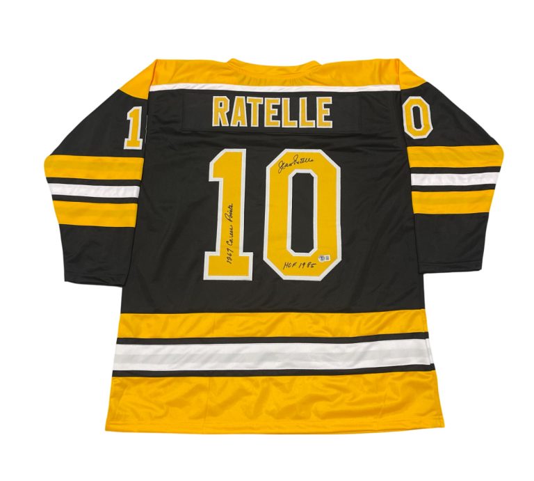 Jean Ratelle Signed Boston Bruins Custom Jersey w 2 Insc Beckett Witness BAS COA