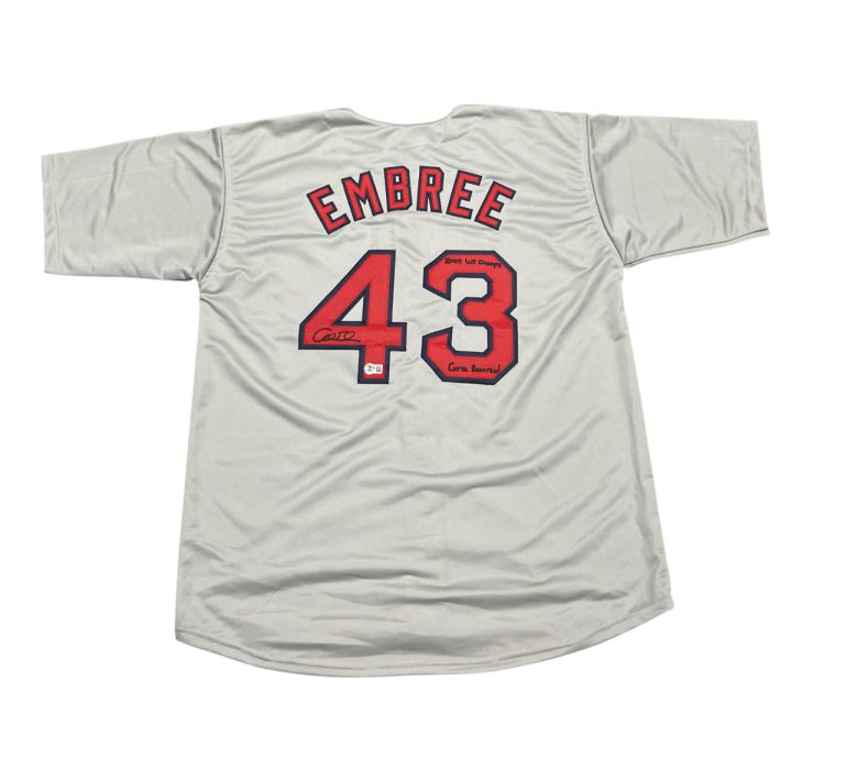 Alan Embree Signed Boston Red Sox Custom Jersey w/ WS + Curse Beckett BAS COA