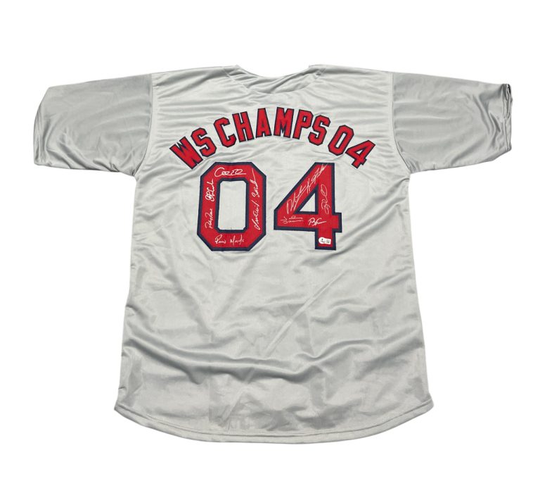 2004 Boston Red Sox Team Signed Custom Jersey w/ 11 Sigs Beckett BAS Wit COA