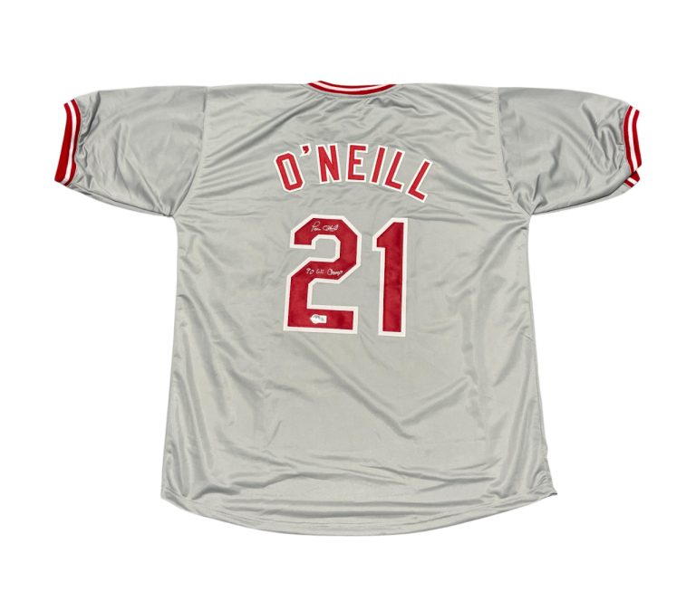 Paul O'Neill Signed Reds Custom Jersey w/ 90 WS Champ Beckett Witness BAS COA