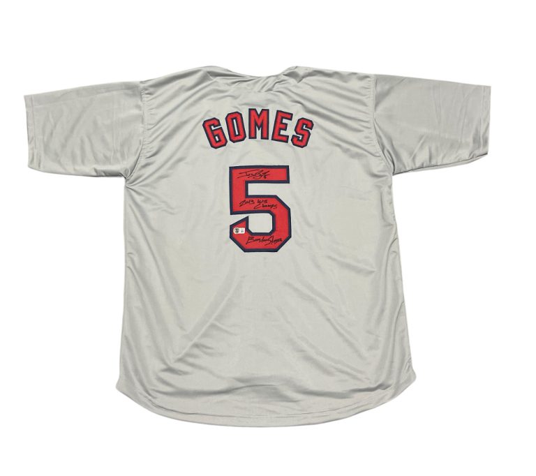 Jonny Gomes Signed Red Sox Custom Jersey w/ 2 Insc Beckett Witness BAS COA