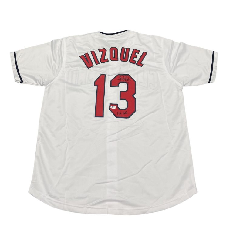 Omar Vizquel Signed Cleveland Custom White Jersey w/ 11x GG Beckett BAS COA