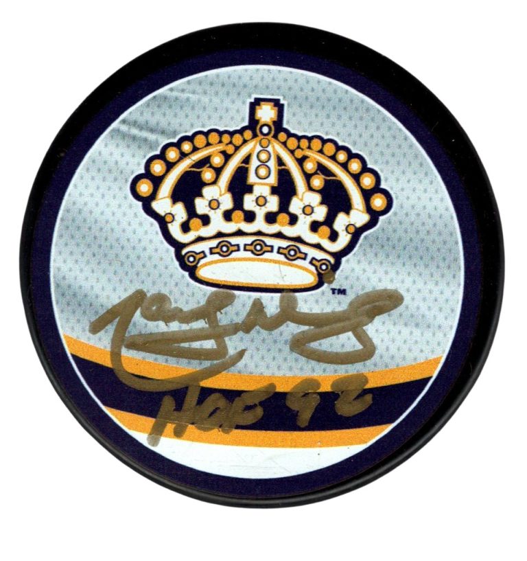 Marcel Dionne Signed LA Kings Reverse Retro Puck w/ HOF 92 Beckett Wit BAS COA